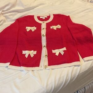 Lilly Pulitzer Pink Cardigan with White Trim